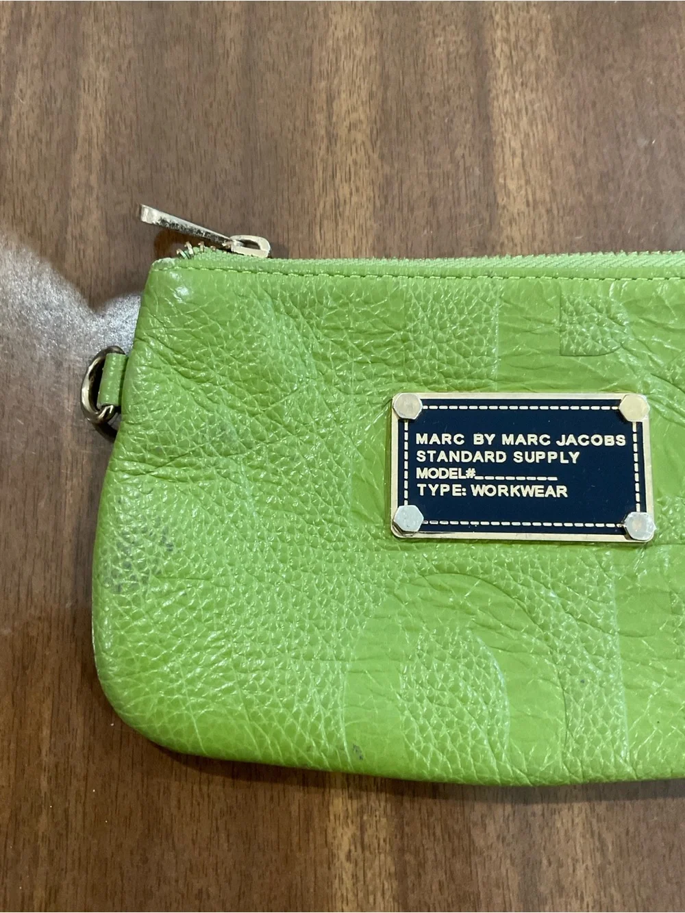 Marc by Marc Jacobs Bright Lime Green Leather Zip Wristlet pouch bag